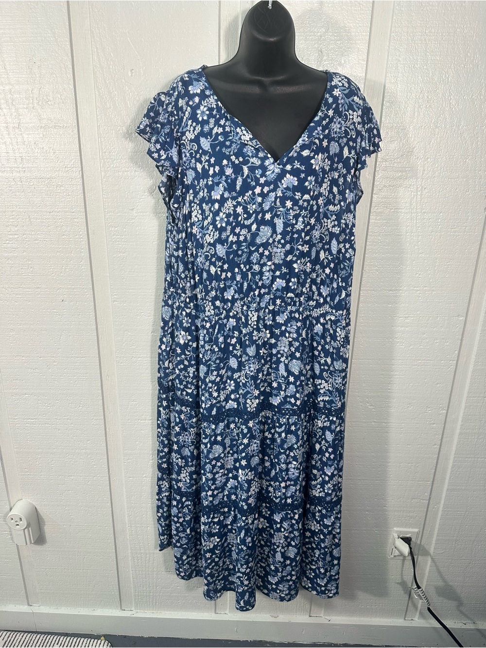 Lucky Brand Blue Floral Dress Size 2x EUC